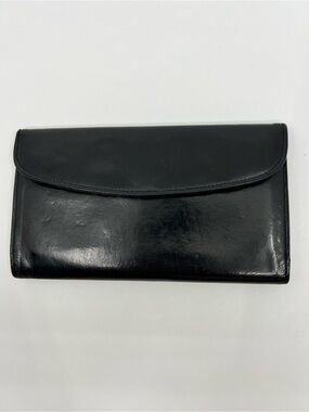 Vintage Coach 4859 Black Water Buffalo Wallet with Brass Snap Closure